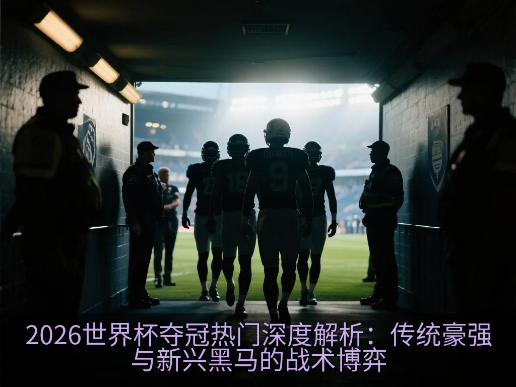 黄昏时分现代足球体育场全景与灯光效果示意图